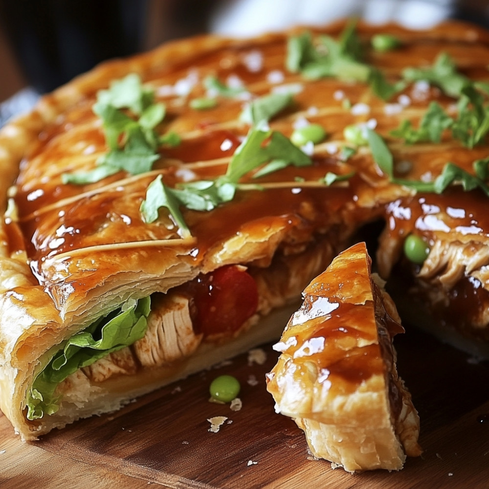 Pain fourré poulet sauce BBQ