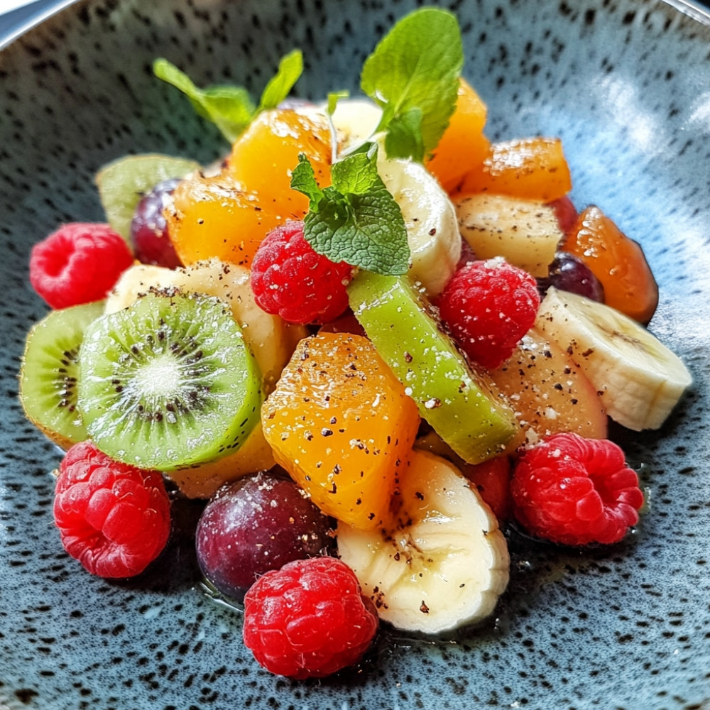 Salade de fruits et vinaigrette à la vanille