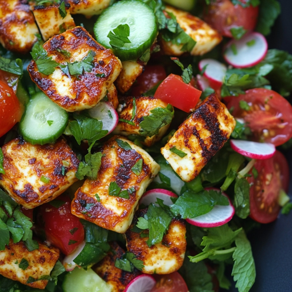 Salade fattouche au halloumi