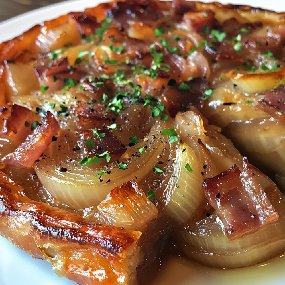 Tarte Tatin de Poireaux, Oignons et Lardons