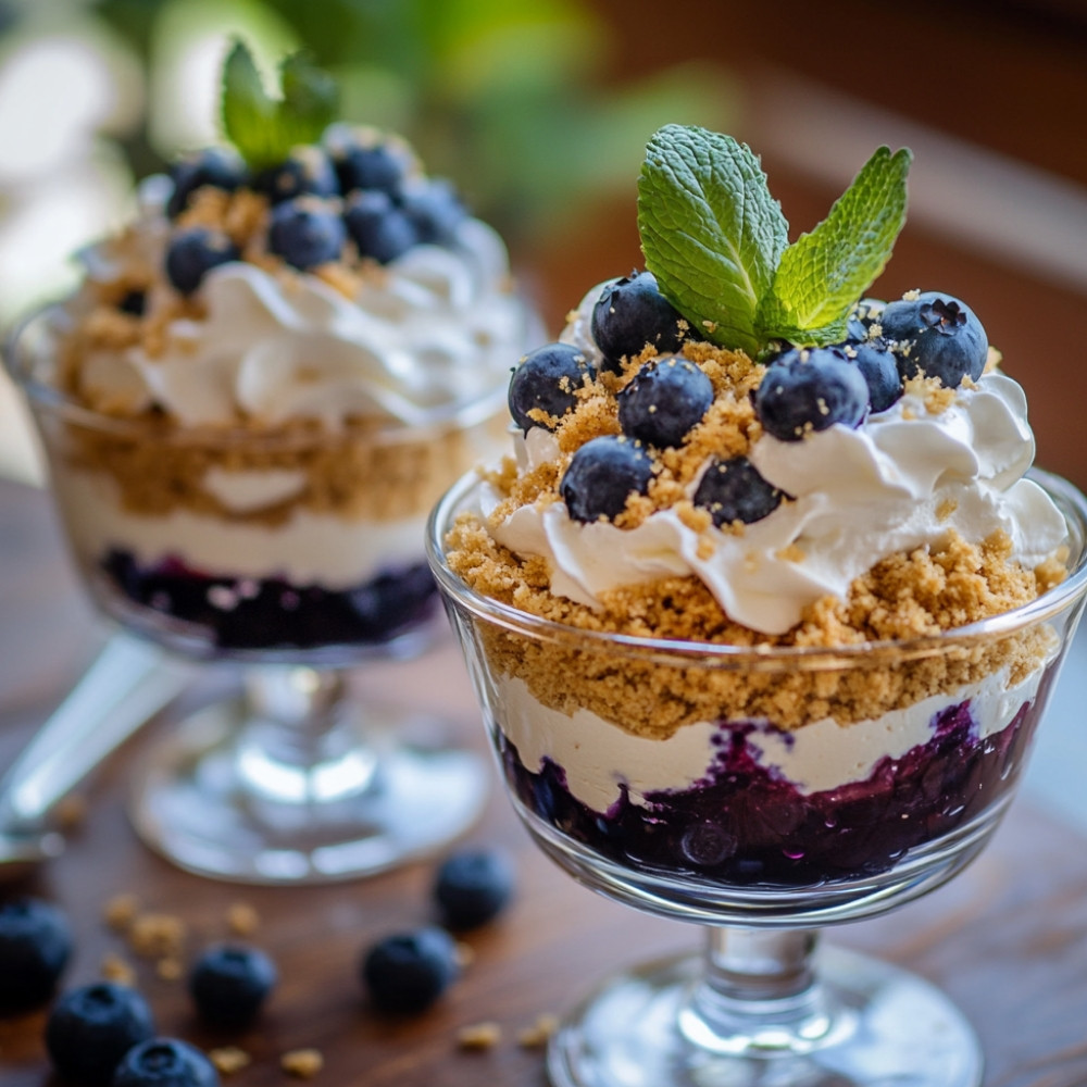Verrines aux bleuets et fromage à la crème