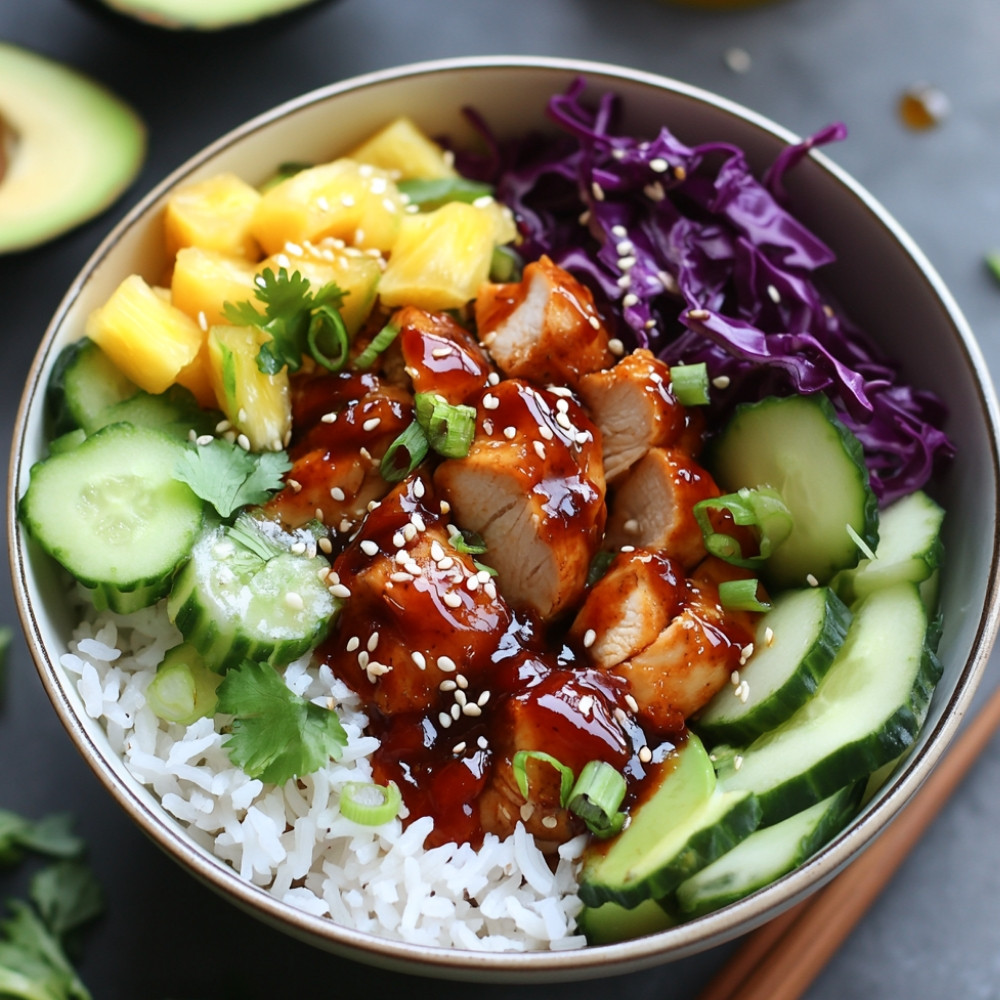 Poke bowl de poulet barbecue à l'hawaïenne