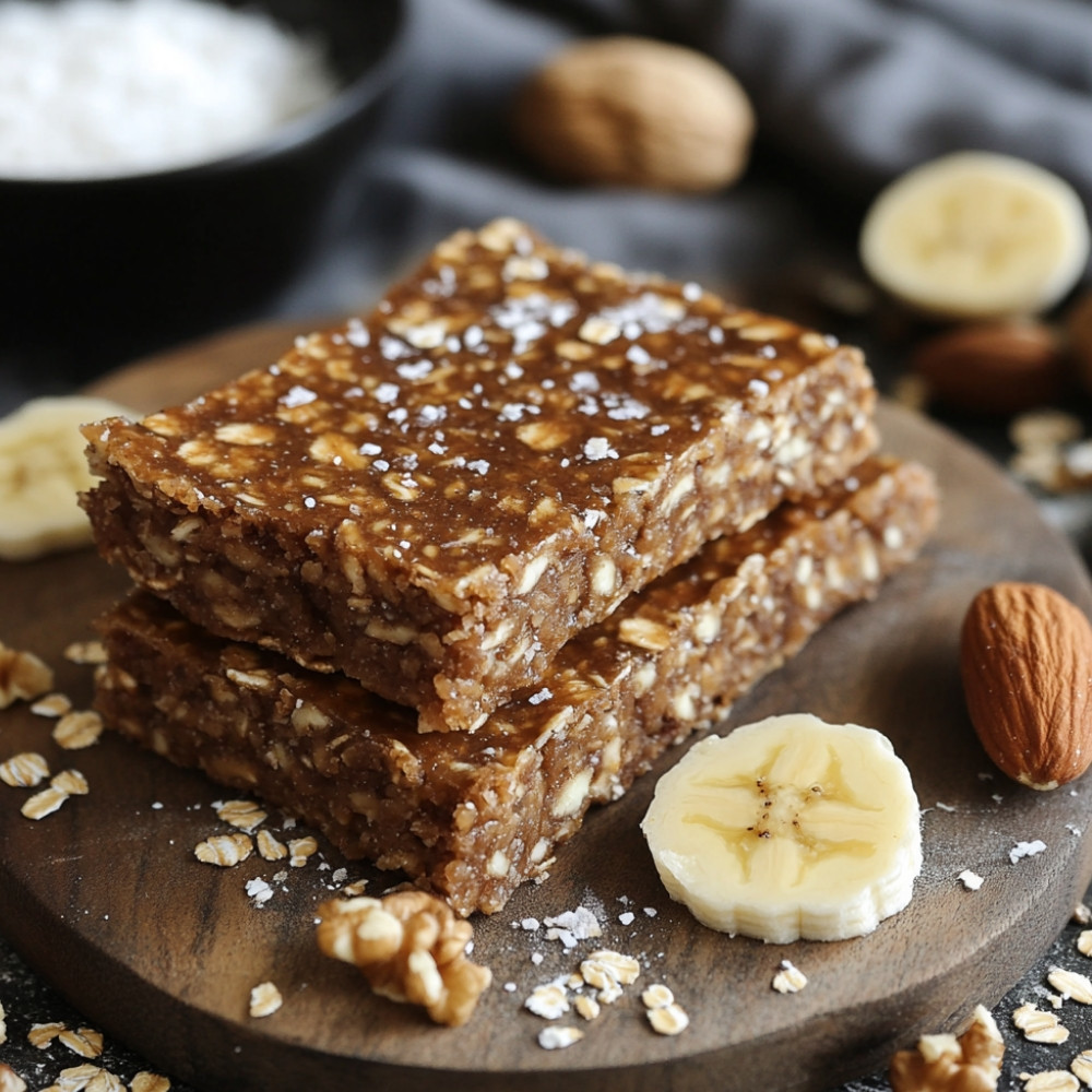Barres aux dattes, bananes et noix