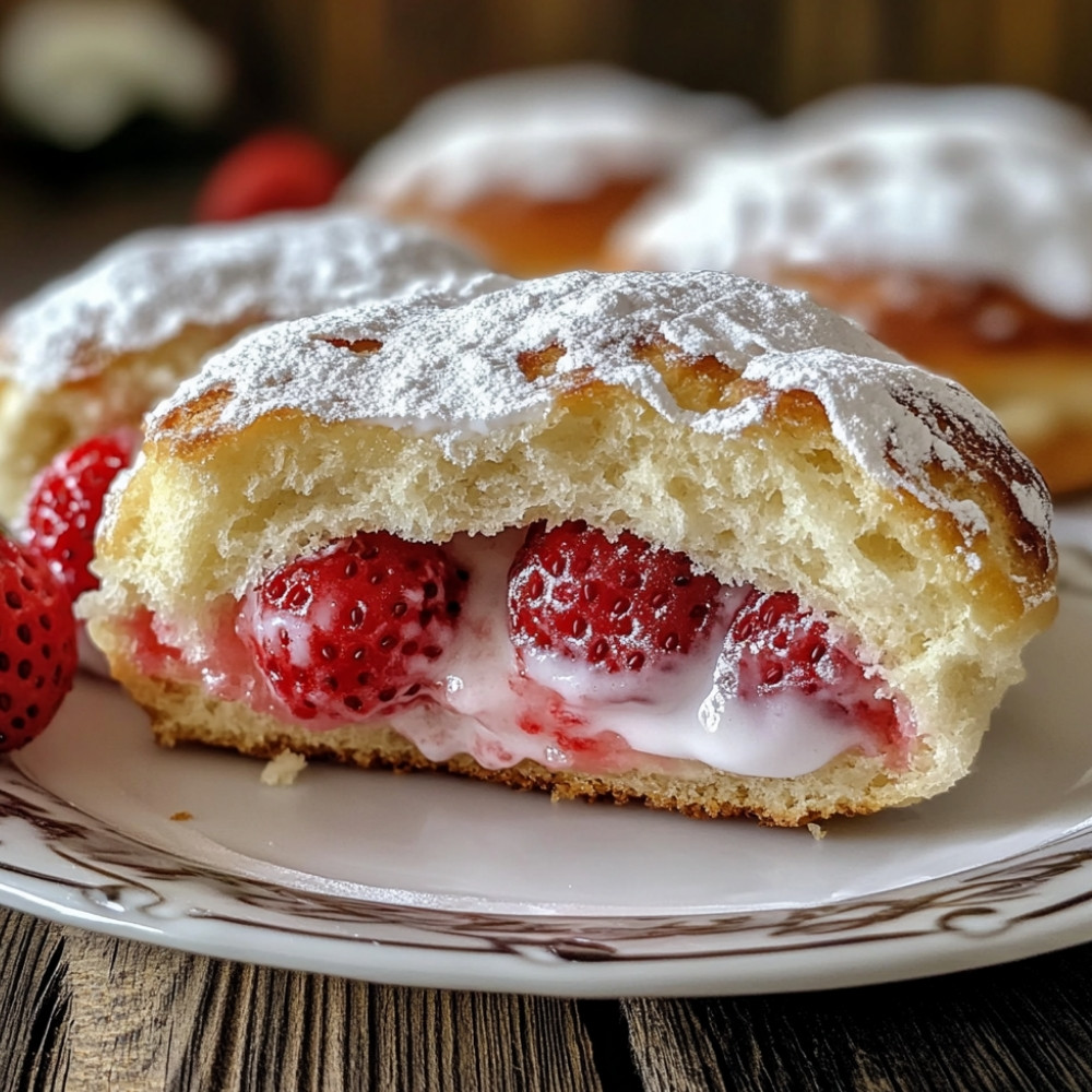 Brioches beignes à la fraise