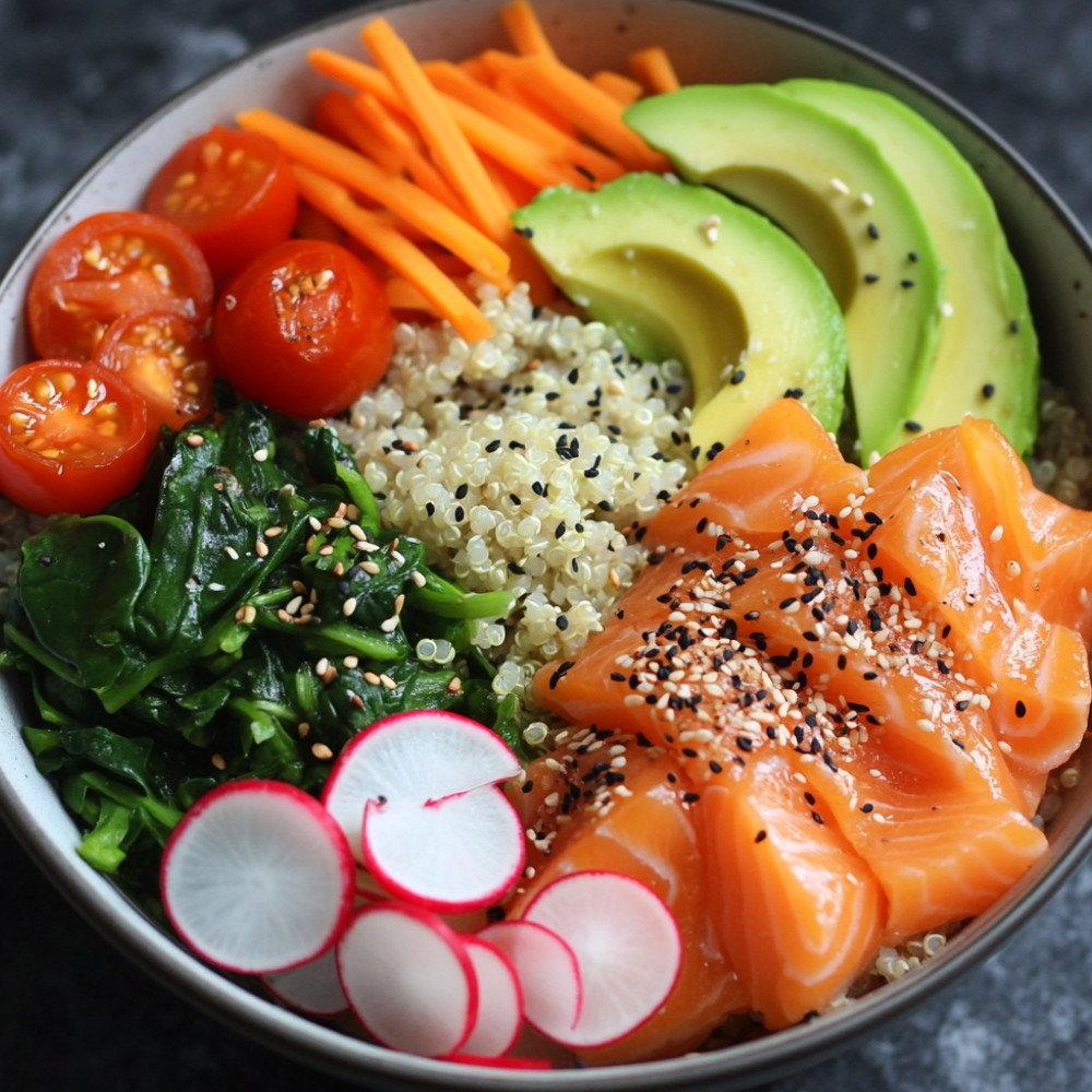 Buddha bowl au saumon fumé