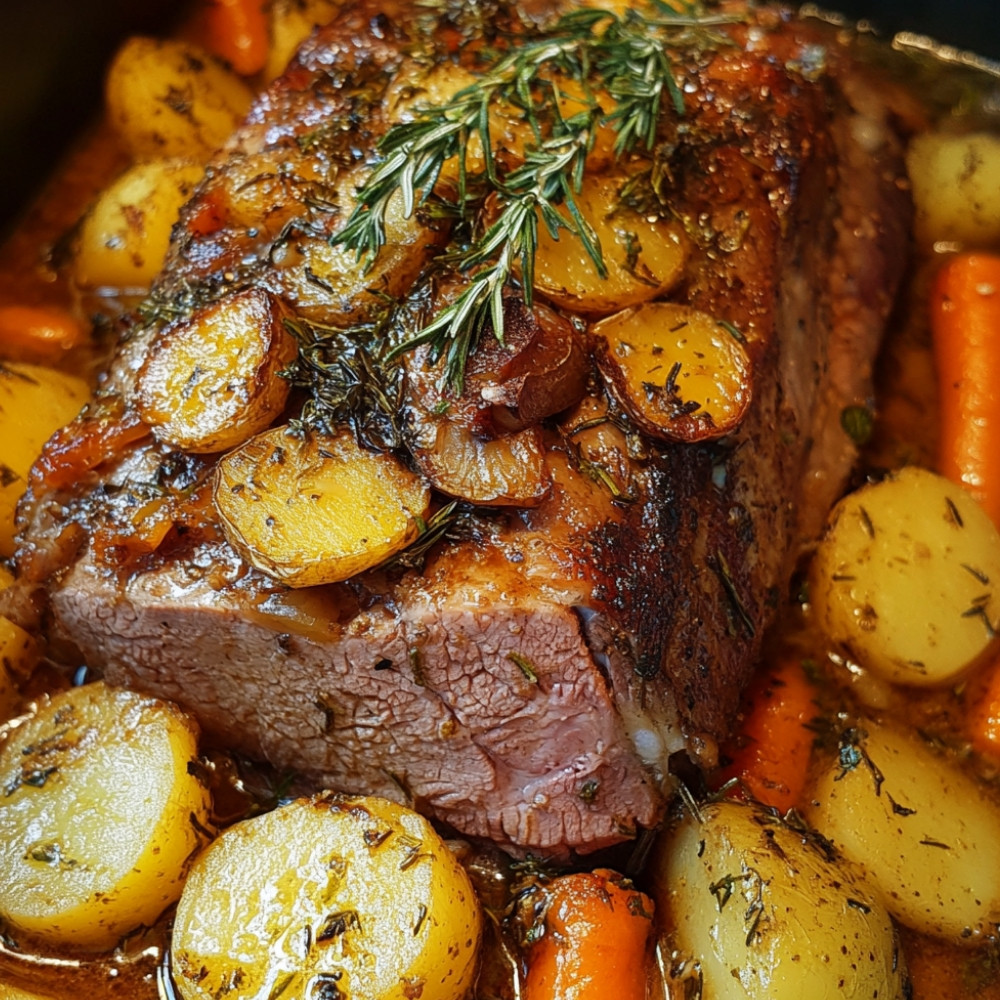 Le rôti avec patates et carottes de grand-maman