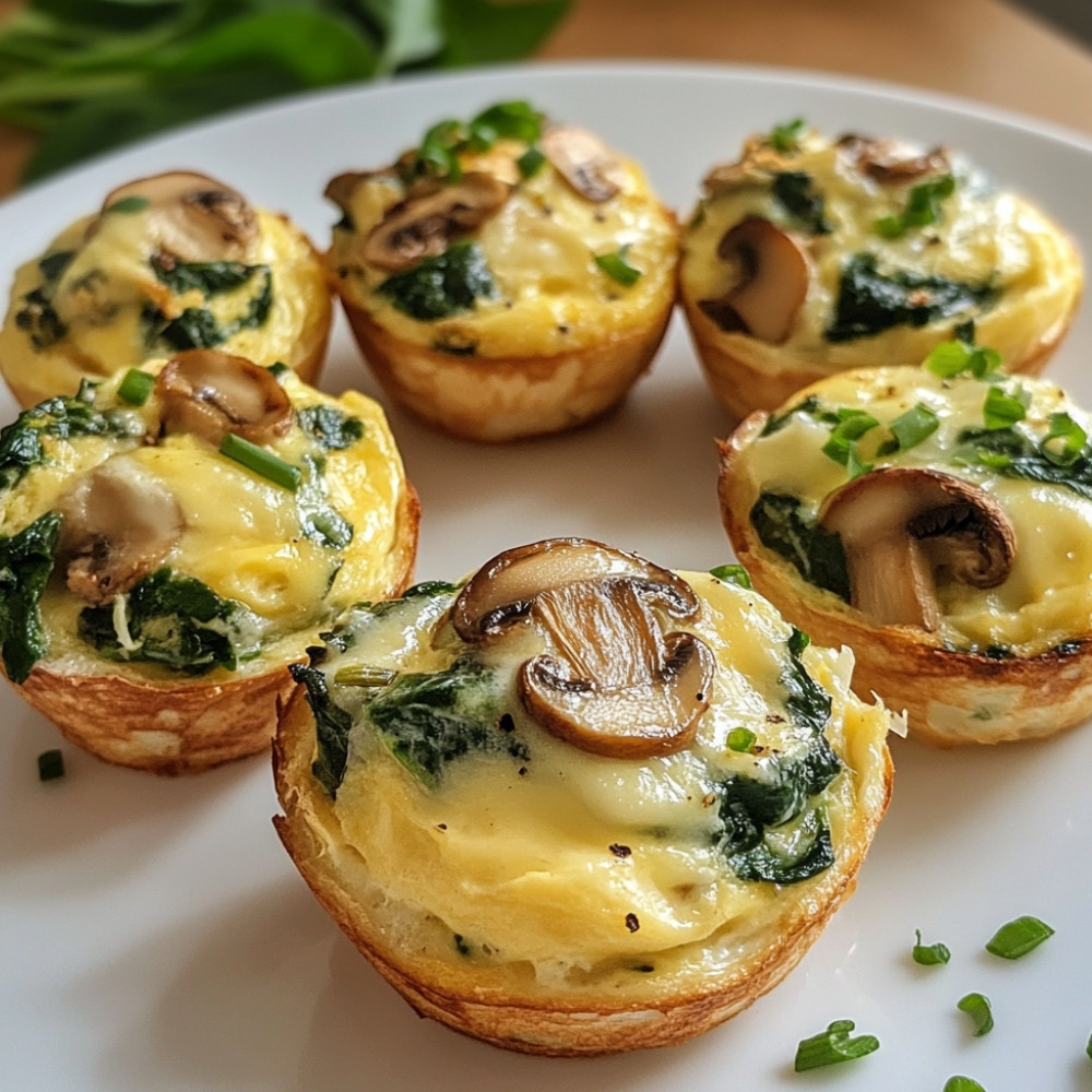 Omelettes muffins aux épinards et champignons