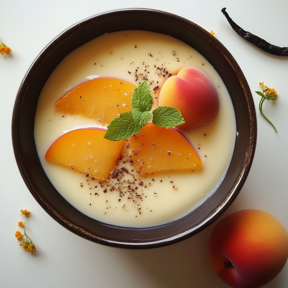 Panna cotta et son coulis pêche-abricot