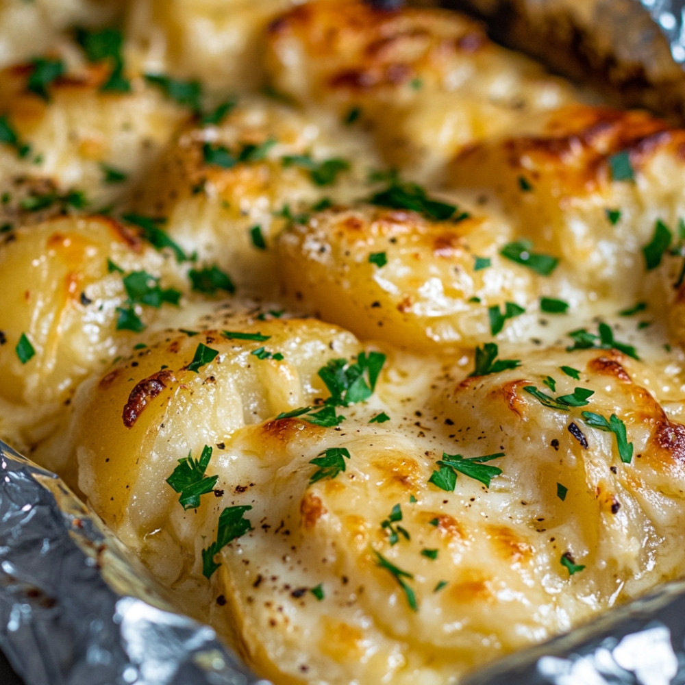 Patates gratinées à l'ail sur le BBQ