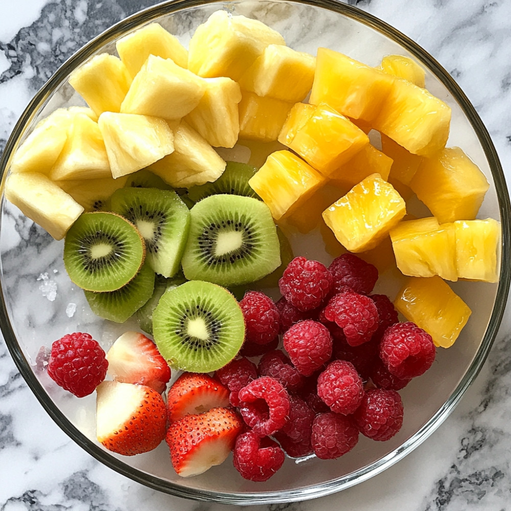 Salade de fruits et vinaigrette à la vanille