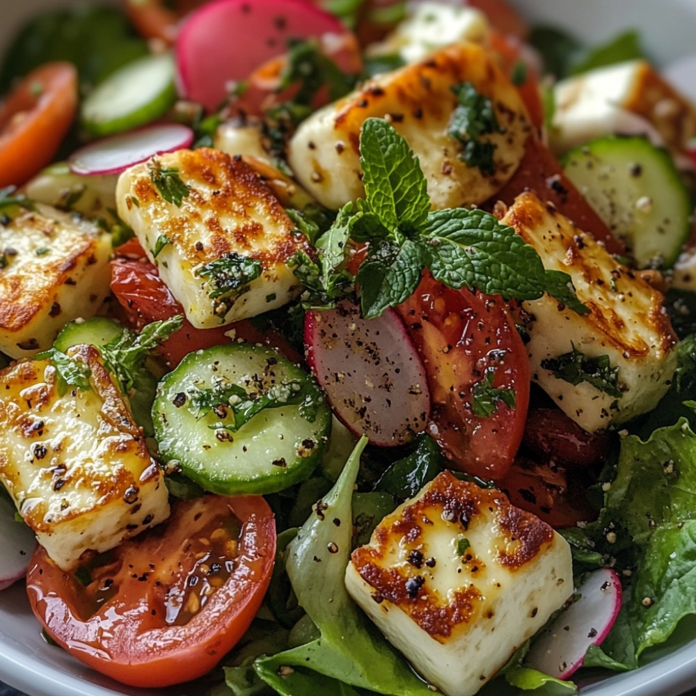 Salade fattouche au halloumi