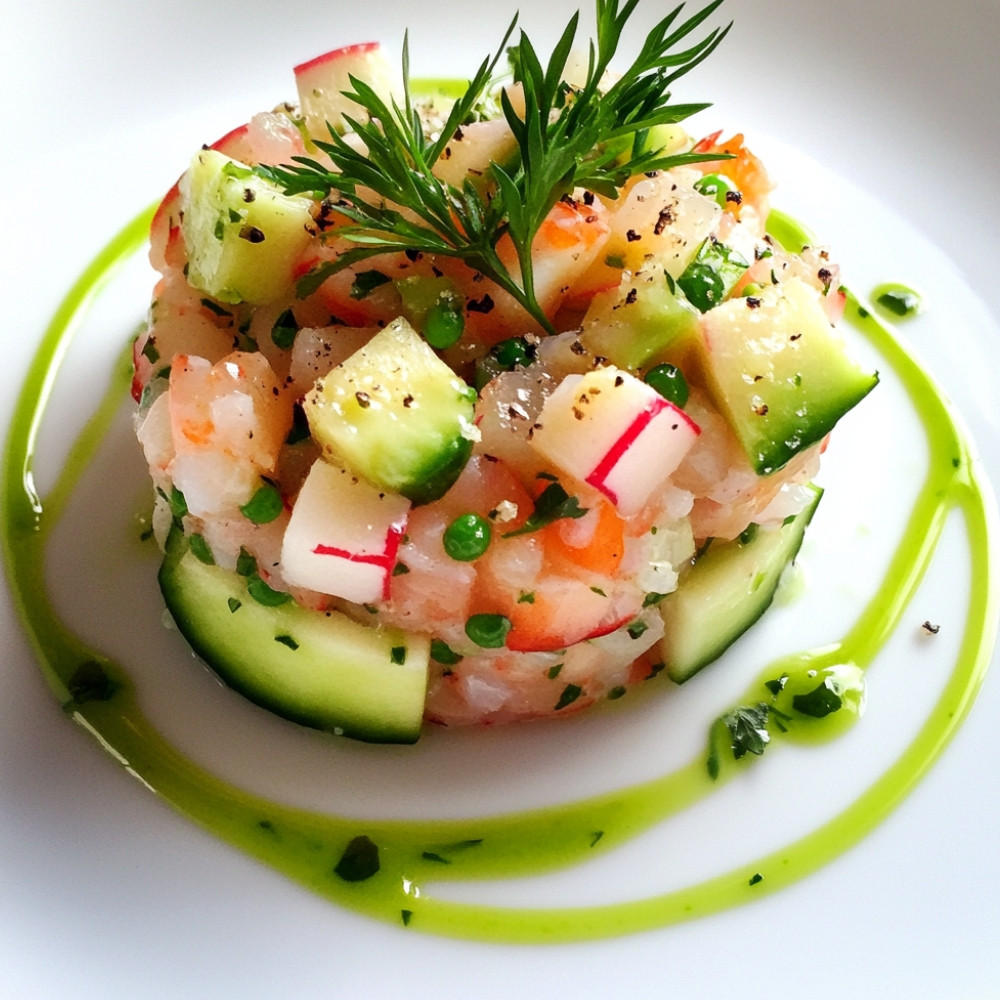 Tartare de homard étagé à la pomme verte