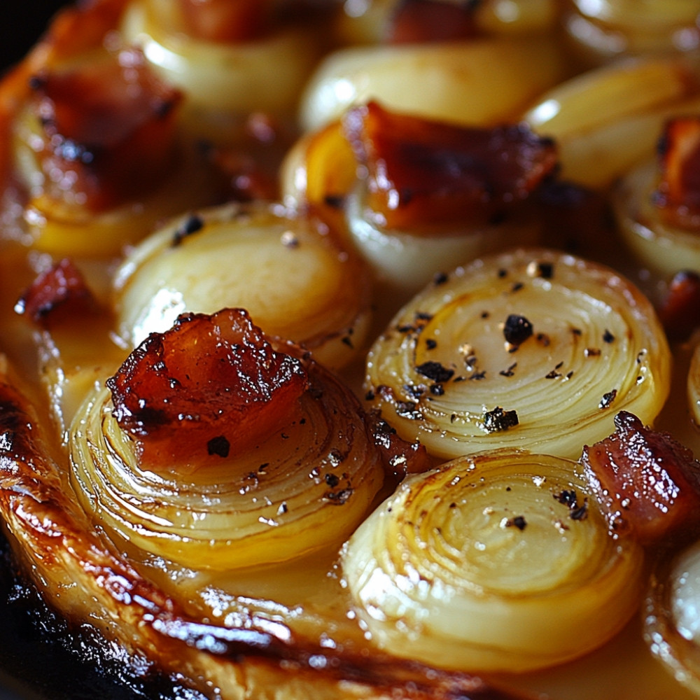 Tarte Tatin de Poireaux, Oignons et Lardons