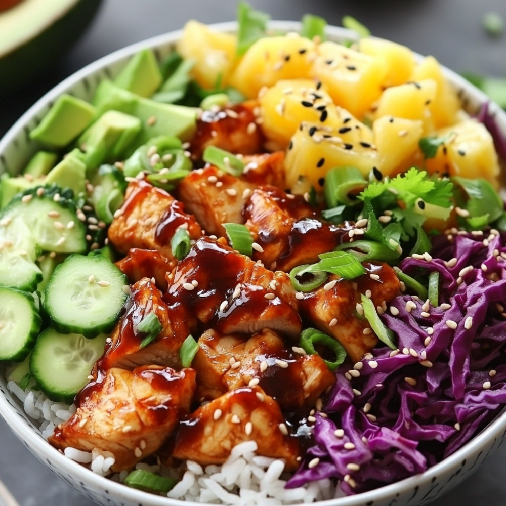 Poke bowl de poulet barbecue à l'hawaïenne