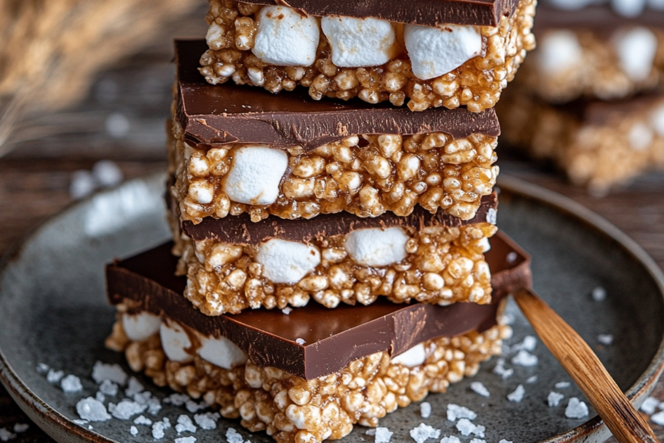 Carrés aux Rice Krispies trempés dans le chocolat