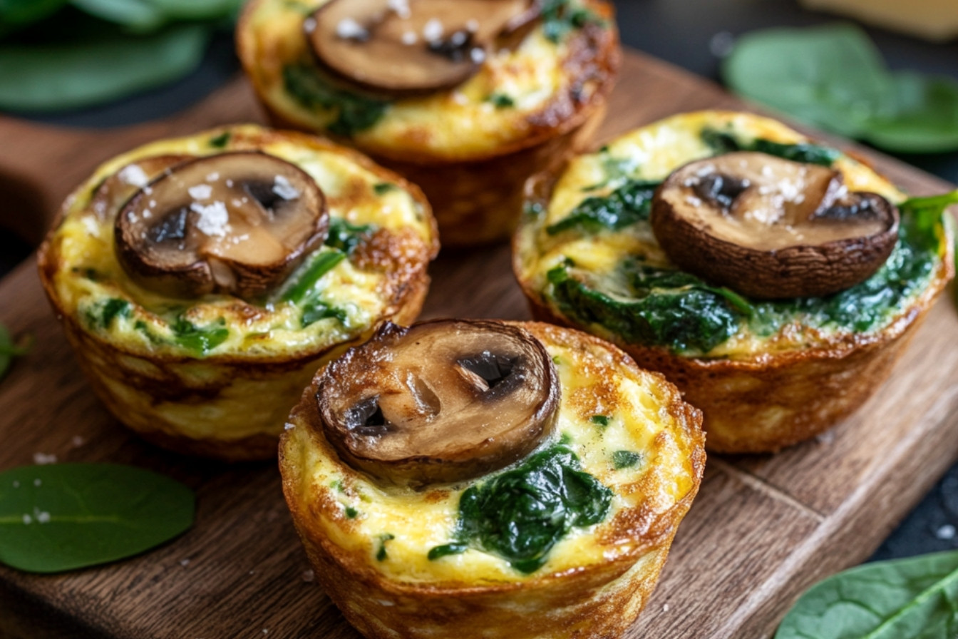 Omelettes muffins aux épinards et champignons