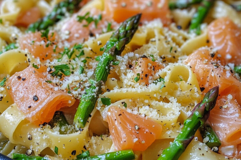 One pot pasta au saumon fumé, asperges et citron