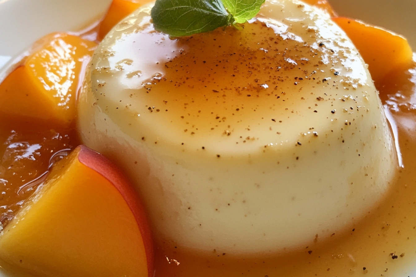 Panna cotta et son coulis pêche-abricot