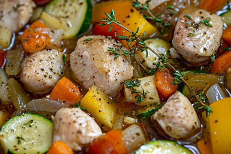 Poulet et légumes dans une sauce miel et ail à la mijoteuse