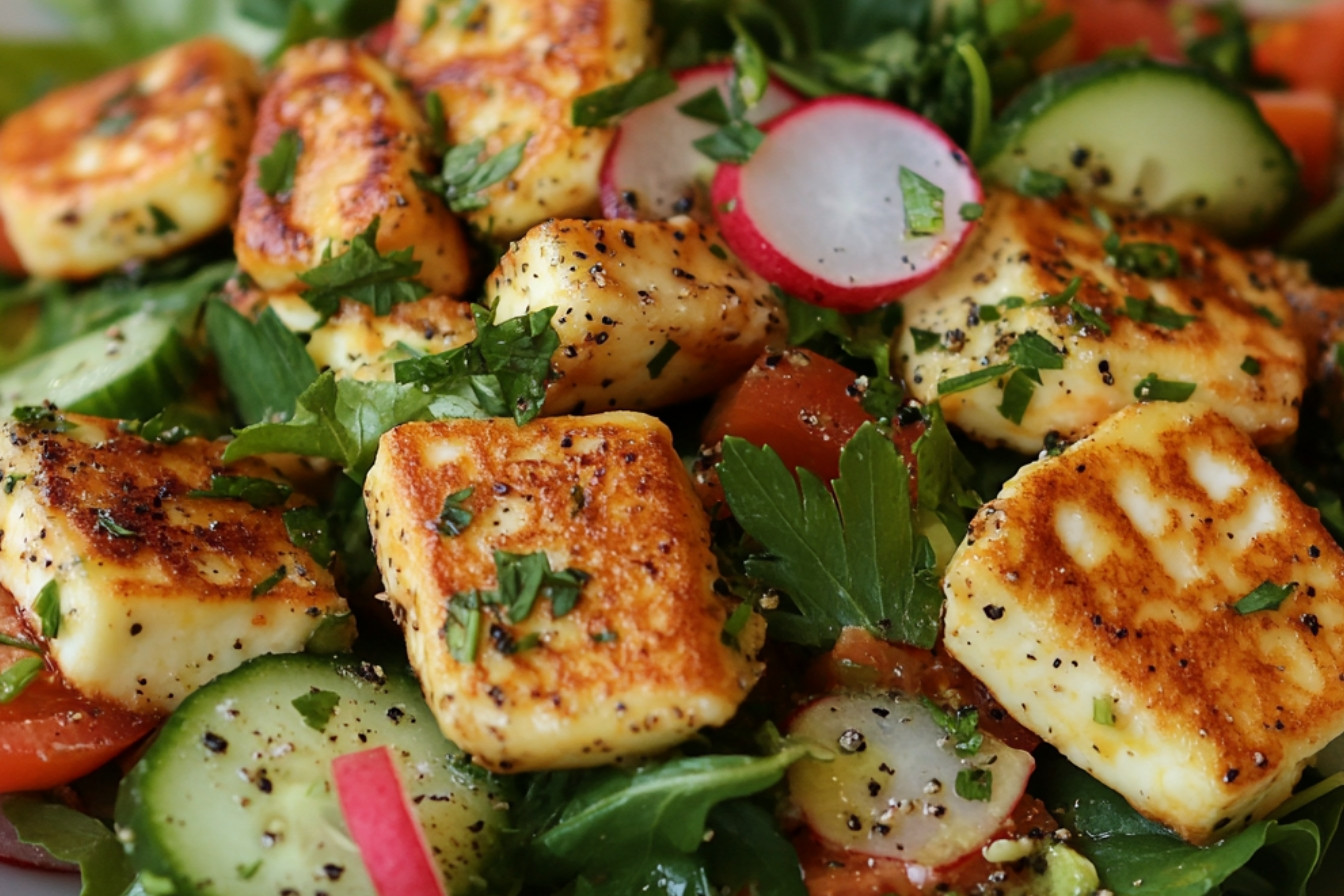 Salade fattouche au halloumi