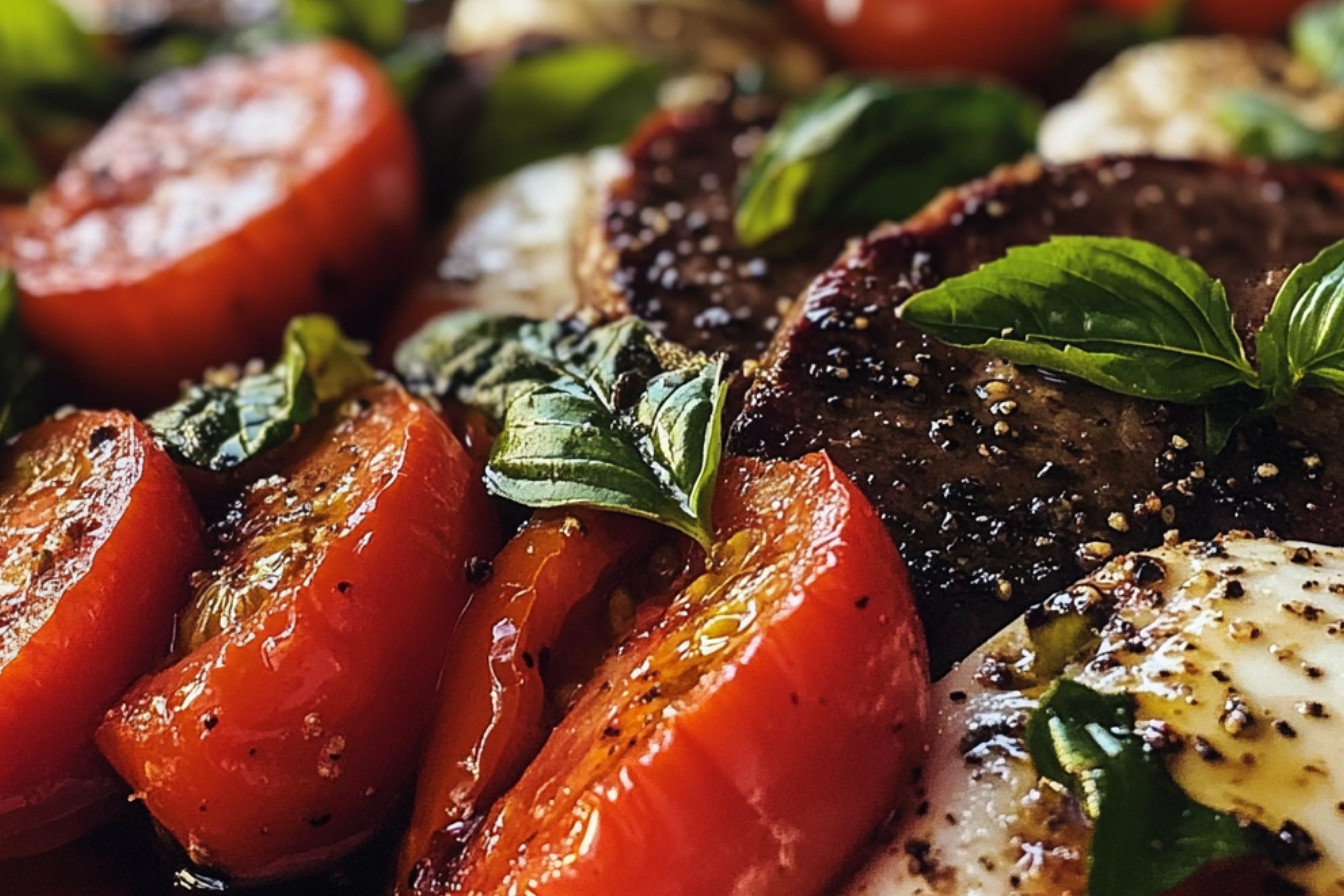 Steaks tomates et mozzarella à la caprese