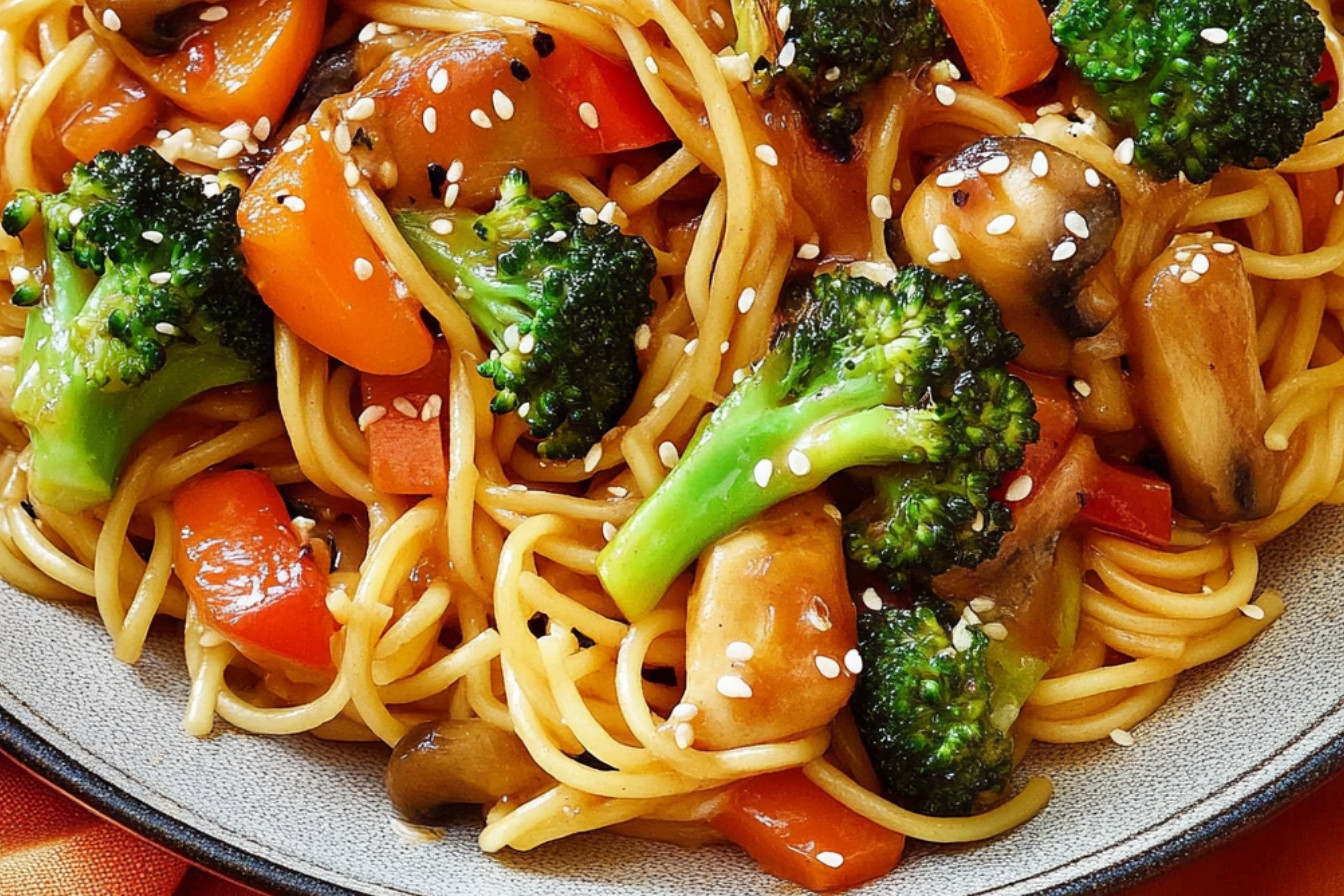 Nouilles sautées au porc et légumes