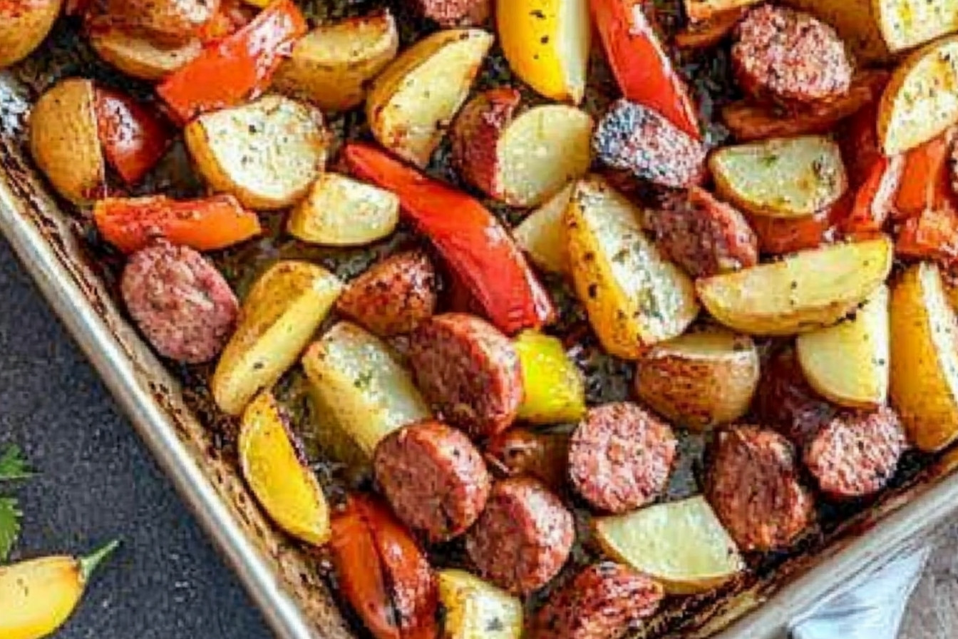 Pommes de terre rôties et saucisses