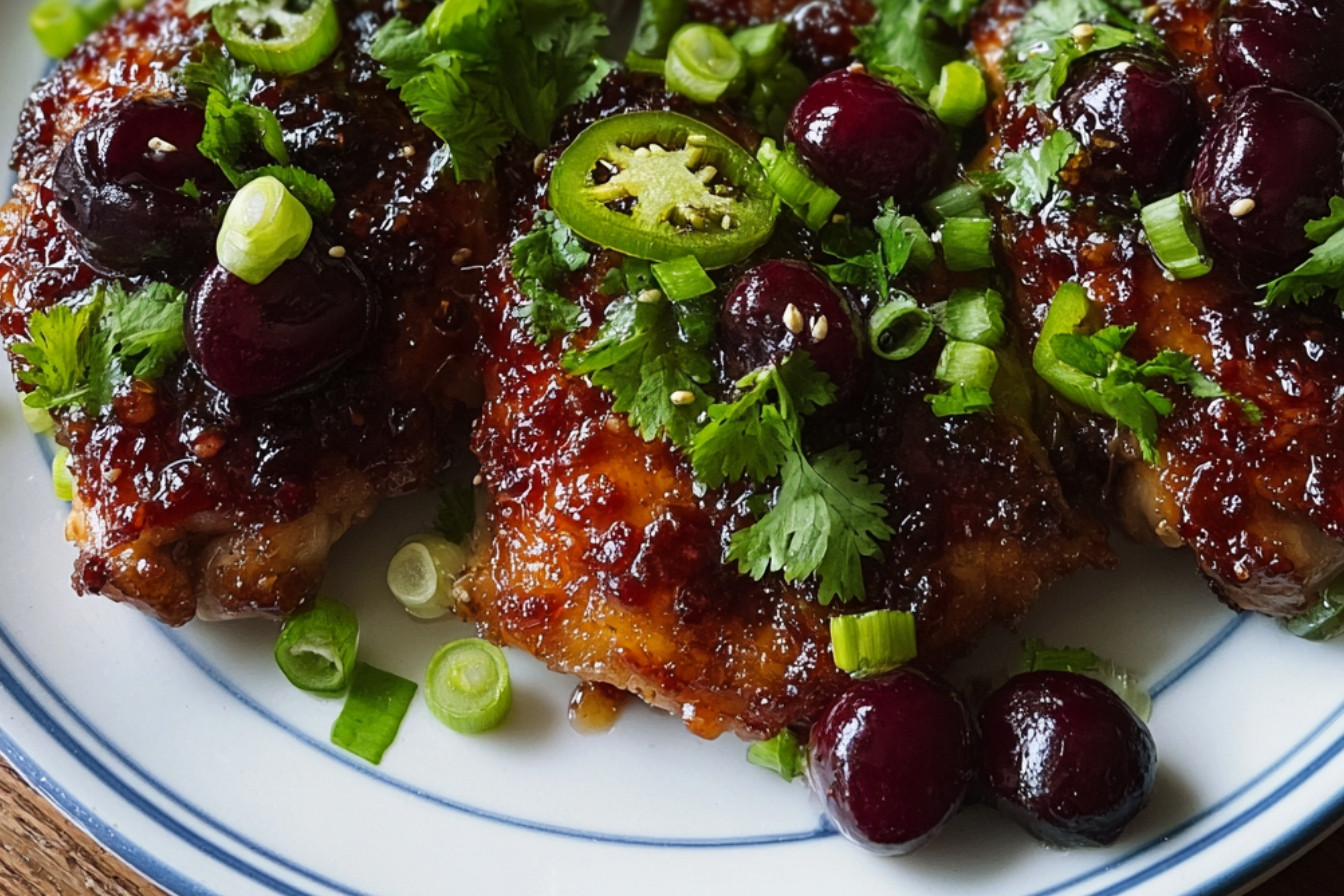 Cuisses de poulet collantes aux cerises