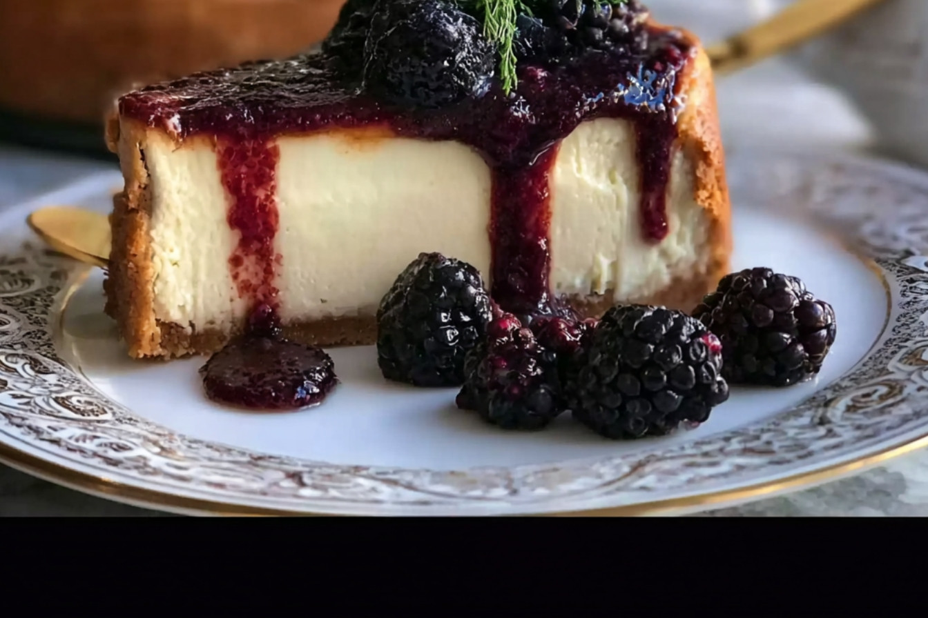 Gâteau au fromage aux mûres et Earl Grey