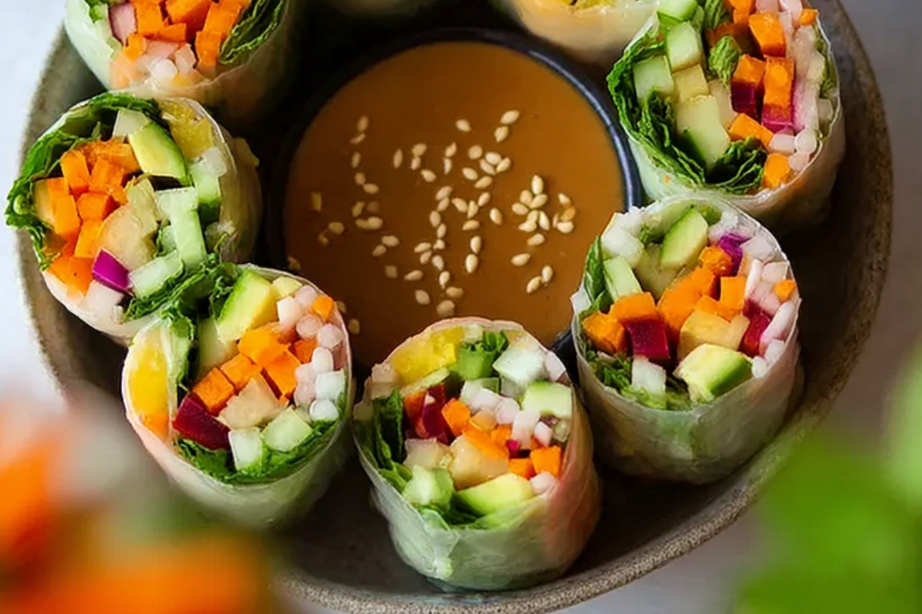 Rouleaux de printemps végétaliens frais