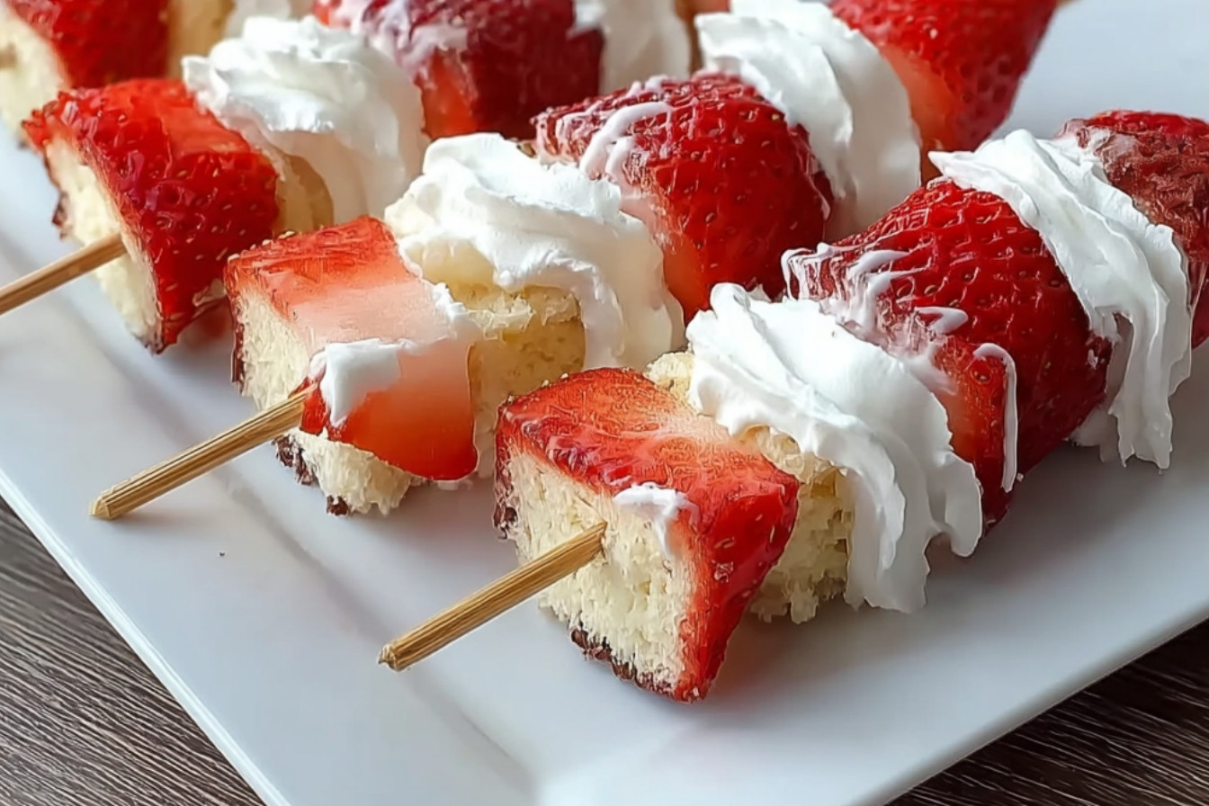 Brochettes de Gâteau aux Fraises