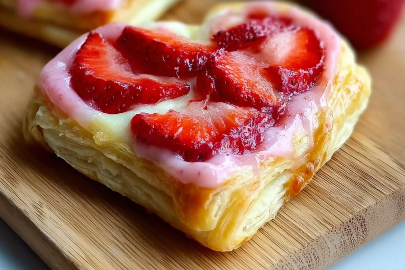 Danishs en forme de cœur à la fraise